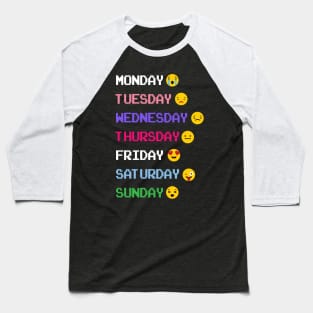 Days of the Week with Emoji Baseball T-Shirt